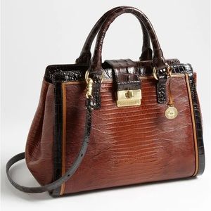 Brahmin Cognac Tri-Texture Annabelle Satchel